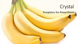  Presentation with fresh fruits salad on white - Presentation theme featuring banana fruits isolated on white background background and a blonde colored foreground