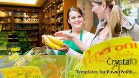  Presentation with fruit banana - Audience pleasing PPT layouts consisting of banana in fruit grocer store backdrop and a  colored foreground