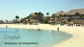  Presentation with island resort - Audience pleasing PPT theme consisting of banana-island-doha-march-14 backdrop and a mint green colored foreground