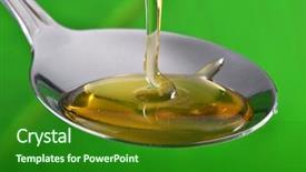  Presentation with falling spoon - Presentation theme with banana leaf macro close up shot - honey slowly falls onto background and a forest green colored foreground