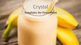  Presentation with milkshake - PPT theme with banana-milkshake-on-wooden-table background and a coral colored foreground
