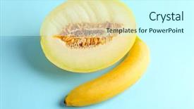  Presentation with melon - Beautiful theme featuring banana on color background sex backdrop and a cool aqua colored foreground