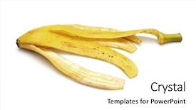  Presentation with banana - Presentation design having banana peel isolated on white background and a white colored foreground