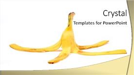 Presentation with banana - Colorful PPT layouts enhanced with banana peel on a white backdrop and a white colored foreground