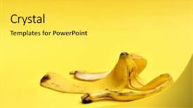  Presentation with banana - Beautiful slide set featuring banana peel on yellow background backdrop and a  colored foreground