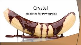  Presentation with white chocolate - Slide set featuring banana poured with liquid chocolate background and a white colored foreground