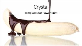  Presentation with white chocolate - Slide set enhanced with banana-poured-with-liquid-chocolate and a  colored foreground