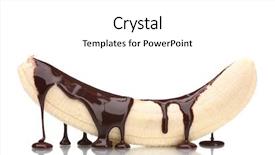  Presentation with white chocolate - PPT theme with banana poured with liquid chocolate background and a white colored foreground
