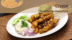  Presentation with food banana - Cool new presentation design with banana powder - chicken satay sate ayam backdrop and a coral colored foreground