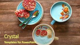  Presentation with food banana - Beautiful theme featuring banana powder - dishes of yummy spirulina smoothie backdrop and a tawny brown colored foreground