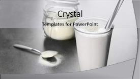  Presentation with protein shake - PPT layouts consisting of banana powder - glass with protein shake background and a light gray colored foreground