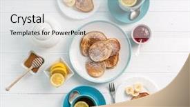  Presentation with organic tea - Colorful slide set enhanced with banana powder - lovely big organic breakfast backdrop and a white colored foreground