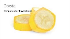  Presentation with banana - Slides with banana-slices-isolated-on-white background and a white colored foreground