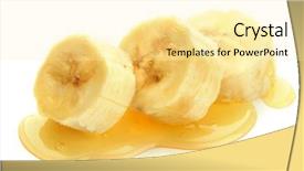  Presentation with banana plant - Slide set featuring banana slices with honey isolated background and a blonde colored foreground