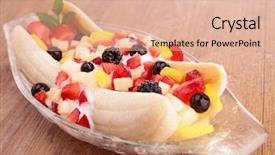  Presentation with fresh fruit retailer - Beautiful presentation theme featuring banana split - fresh fruit salad backdrop and a  colored foreground