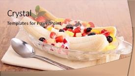  Presentation with fresh fruits salad on white - Cool new slides with banana split - fresh fruits salad backdrop and a  colored foreground