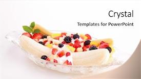  Presentation with fruit banana - PPT theme featuring banana split - fruit salad background and a  colored foreground