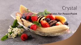  Presentation with fruit banana - PPT layouts having banana-split-banana-ice-cream background and a light gray colored foreground