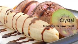 Presentation with ice cream - Presentation with banana split ice cream studio background and a coral colored foreground