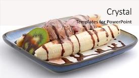  Presentation with ice cream colourful gelato flavors - Beautiful presentation theme featuring banana split ice cream studio backdrop and a white colored foreground