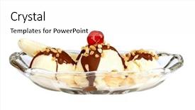  Presentation with banana - Beautiful presentation design featuring grandfather and grandchildren smiling together backdrop and a soft green colored foreground