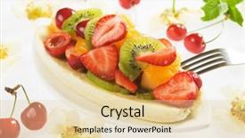  Presentation with business presentation for banana chips - Amazing PPT theme having banana split with strawberry kiwi backdrop and a  colored foreground