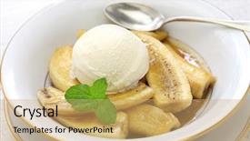 Presentation with dessert - Presentation theme enhanced with bananas foster classic american dessert background and a coral colored foreground