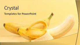  Presentation with green bananas hanging on banana - Cool new slide deck with bananas-with-banana-peel backdrop and a light gray colored foreground