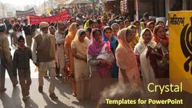  Presentation with social work - Colorful presentation theme enhanced with happy brunette doing a heart shape with her hands after drawing a heart in the sand backdrop and a coral colored foreground