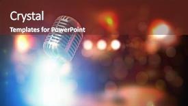  Presentation with sing - Beautiful slide set featuring live band - let's sing stylish retro microphone backdrop and a tawny brown colored foreground