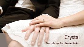  Presentation with band - Presentation design with wedding band - newly wed's hands background and a lemonade colored foreground