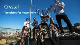  Presentation with jazz music - Slide set consisting of band a group of music background and a ocean colored foreground