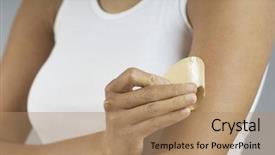  Presentation with elementary school african american female career day - PPT layouts having band aid - african american woman applying patch background and a coral colored foreground