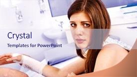  Presentation with bandaging - Theme enhanced with band aid - bandaging hand patient in hospital background and a sky blue colored foreground