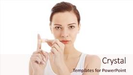  Presentation with hygiene - Presentation theme consisting of band aid - beautiful hygiene woman with plaster background and a lemonade colored foreground