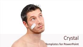  Presentation with health security - Slides consisting of band aid - injured sad unhappy ill man background and a lemonade colored foreground