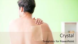  Presentation with capsicum - PPT theme enhanced with band aid - man applying pepper capsicum plaster background and a coral colored foreground