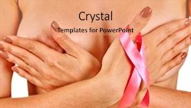  Presentation with cause - Beautiful presentation theme featuring band aid - pink badge on finger woman backdrop and a coral colored foreground