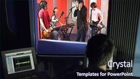  Presentation with recording studio - Slide deck with band in recording studio background and a wine colored foreground