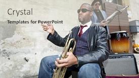  Presentation with band - Presentation design with band of blues musicians background and a lemonade colored foreground