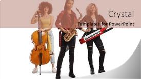  Presentation with band - Presentation theme enhanced with band-of-young-trendy-female background and a coral colored foreground