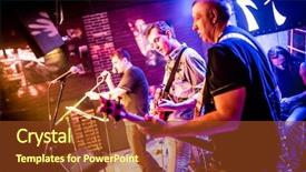  Presentation with rock band - Slide deck consisting of band performs on stage rock background and a tawny brown colored foreground