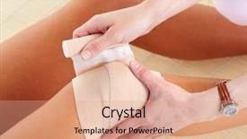  Presentation with broken leg - Audience pleasing slides consisting of bandage and hurted leg health backdrop and a coral colored foreground