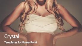  Presentation with woman body - Amazing slides having bandage around her breast backdrop and a coral colored foreground