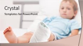  Presentation with fracture bone - PPT layouts with bandage on leg heel fracture background and a sky blue colored foreground