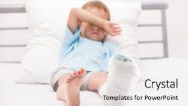  Presentation with fracture bone - Theme having bandage on leg heel fracture background and a white colored foreground