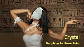  Presentation with young sing woman singing young - Colorful slides enhanced with bandaged mummy woman on egypt backdrop and a tawny brown colored foreground