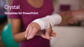  Presentation with female hospital patient - Amazing PPT layouts having bandages - close-up of senior male patient backdrop and a violet colored foreground