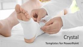  Presentation with clinic - Cool new theme with bandages - doctor applying bandage onto patient's backdrop and a light gray colored foreground
