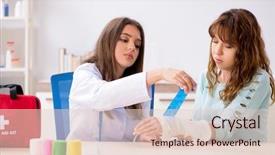  Presentation with bandaging - Beautiful PPT theme featuring bandages - female doctor traumatologist bandaging female backdrop and a lemonade colored foreground